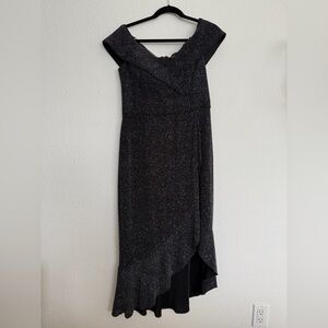 Xscape Sparkly Black Offshoulder Dress